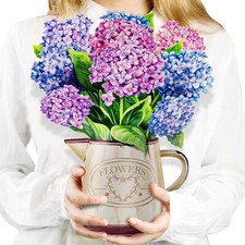 Pop Up Flower Cards, Pruple Nantucket Hydrangeas, 12inch Paper Flowers 3D Gre...