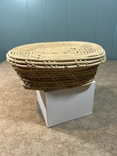 Vintage Oval Natural Wicker Storage Basket with inset Lid Boho
