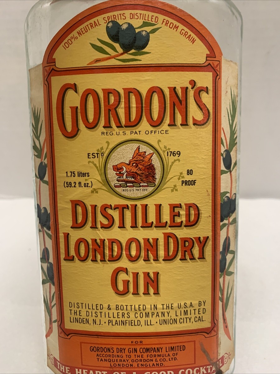 Vintage Gordon's Distilled London Dry Gin Bottle EMPTY 1.75 Liters