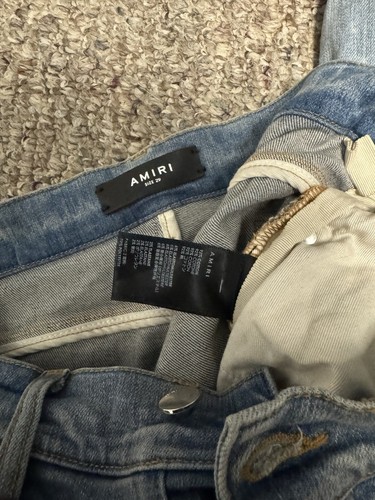 AUTHENTIC ($1,090) Amiri Men's MX1 White Suede Patch Skinny Jeans Sz 29 - Picture 4 of 5