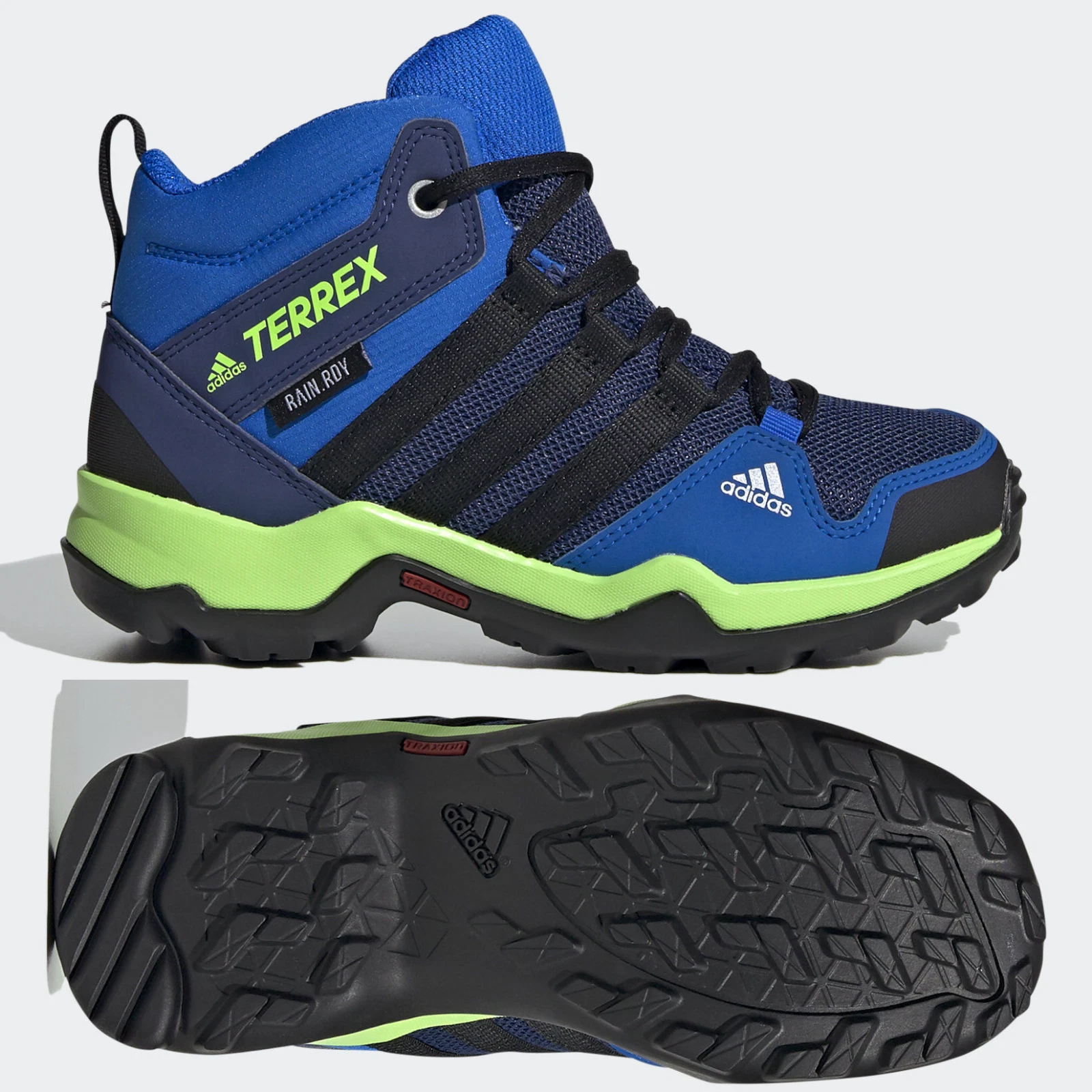 adidas Terrex AX2R Mid R.RDY Boys Girls Hiking Shoes Junior Walking Boots Blue