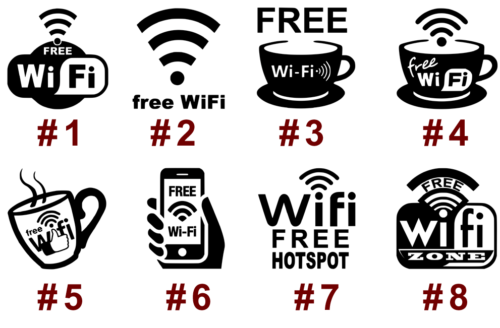 Adesivo decalcomanie vinile Wi-Fi gratuito ufficio porta uffici negozio spot internet  - Foto 1 di 11