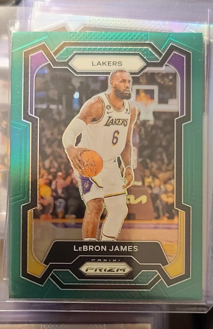 Lebron James 2023-24 Panini Prizm Basketball Green Prizm #63 Lakers