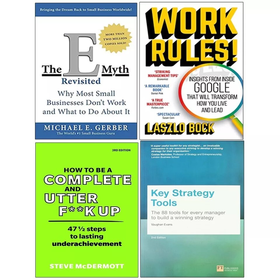 Key Strategy Tools, How to be Complete, E-Myth Revisited, Work Rules 4 Books Set