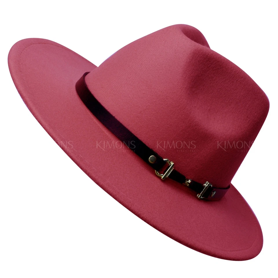 Wide Brim Wool Felt Fedora Panama Cowboy Girl Hat Casual Cap for men women Jazz - Image 3 of 4