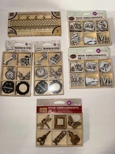Prima Marketing Scrapbook Crafts Embellishments Wood Icons LOT of 133 pieces