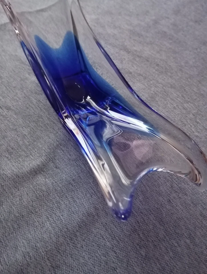 vide poche vase verre cristal bicolore Murano, 30 cm x 8 cm x 10 cm proche neuf - Photo 2/4