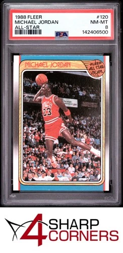 1988 FLEER ALL-STAR #120 MICHAEL JORDAN BULLS HOF PSA 8