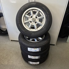 MGB 14" ALLOY WHEELS SILVER POLISHED RIM , SET OF FOUR  At 5.5j  with new tyres 