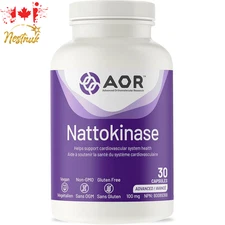 AOR Nattokinase 100mg 30 Capsules – Japanese Enzyme Supplement – Vegan – Canada