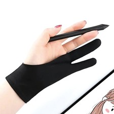 1x Black Two Finger Anti-fouling Glove Drawing Pen Graphic Tablet Pad For Artist