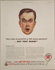 1944 Texaco Sky Chief Fire Chief Vintage Ad Say That Again SEP