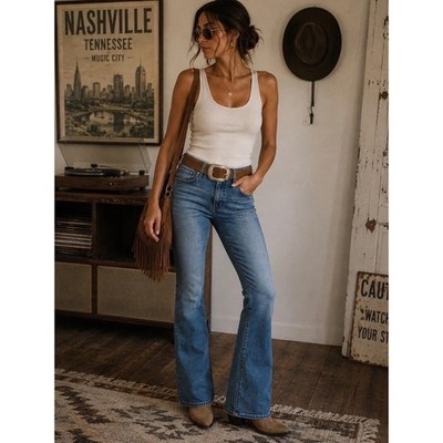 Dear John Jaxtyn High Rise Bootcut Jeans Medium Wash Blue Denim Size 30