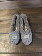 UGG Rylan 3314 Gray Knit Shearling Slippers Women Size 10 Sheepskin Lined Cozy
