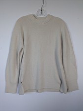 Lululemon Womens Merino Wool Blend Sweater Ivory Crew Neck Ribbed Knit Size 6