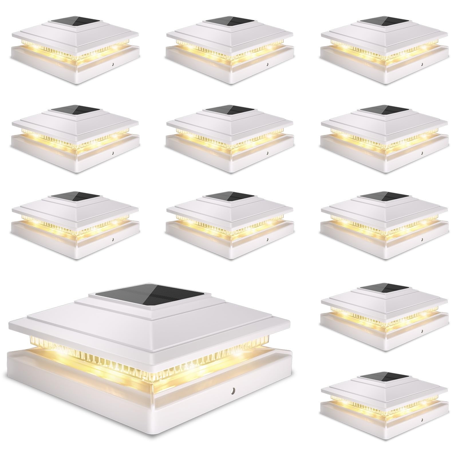 12-Pack Solar Post Cap Lights for Outdoor Fences Waterproof & Energy-Efficient