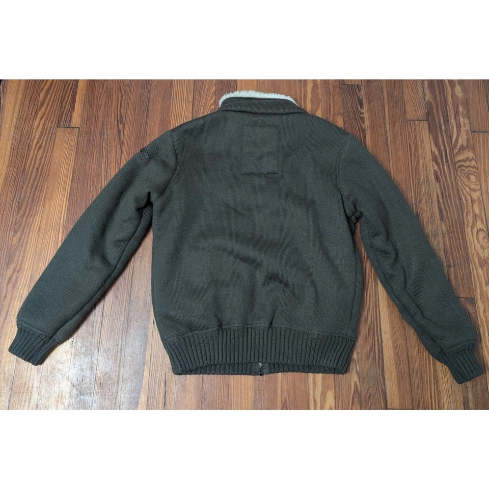 Suéter Schott NYC Verde Polar Pila Ejército Cremallera Completa Para Hombre Mediano Foto 2 de 4