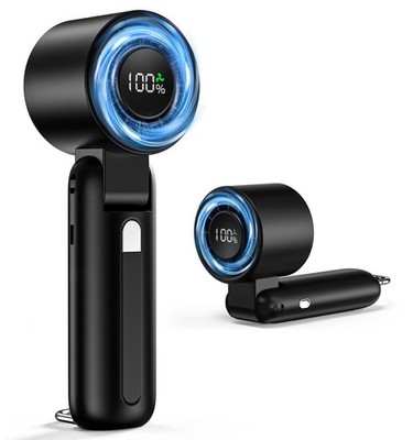 Ventola Turbo Portatile ColdSky, 5 Velocità, 4000 MAh, Display LED, 3 In 1 (mano/tavolo/collo), Rosa, Per Viaggi E Ufficio - 5
