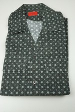 Isaia Gray Floral Microfiber Pocketed Long Sleeve Cotton Dress Shirt 15.5/39 NEW