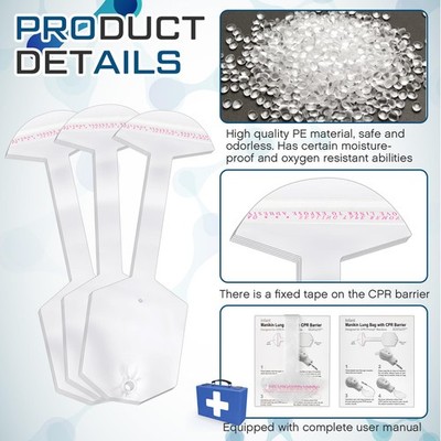 100 Pcs CPR Manikin Lung Bags & Face Shields - 10.63" Disposable Replacement For Infant Training