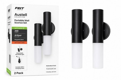 Feit Electric Austell Collection Portable Wall Sconce Set 2 Pack Rechargeable