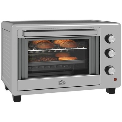 HOMCOM 30L Minibackofen mit einstellbarer Temperatur, 60 min Zeit 1600 W, silber