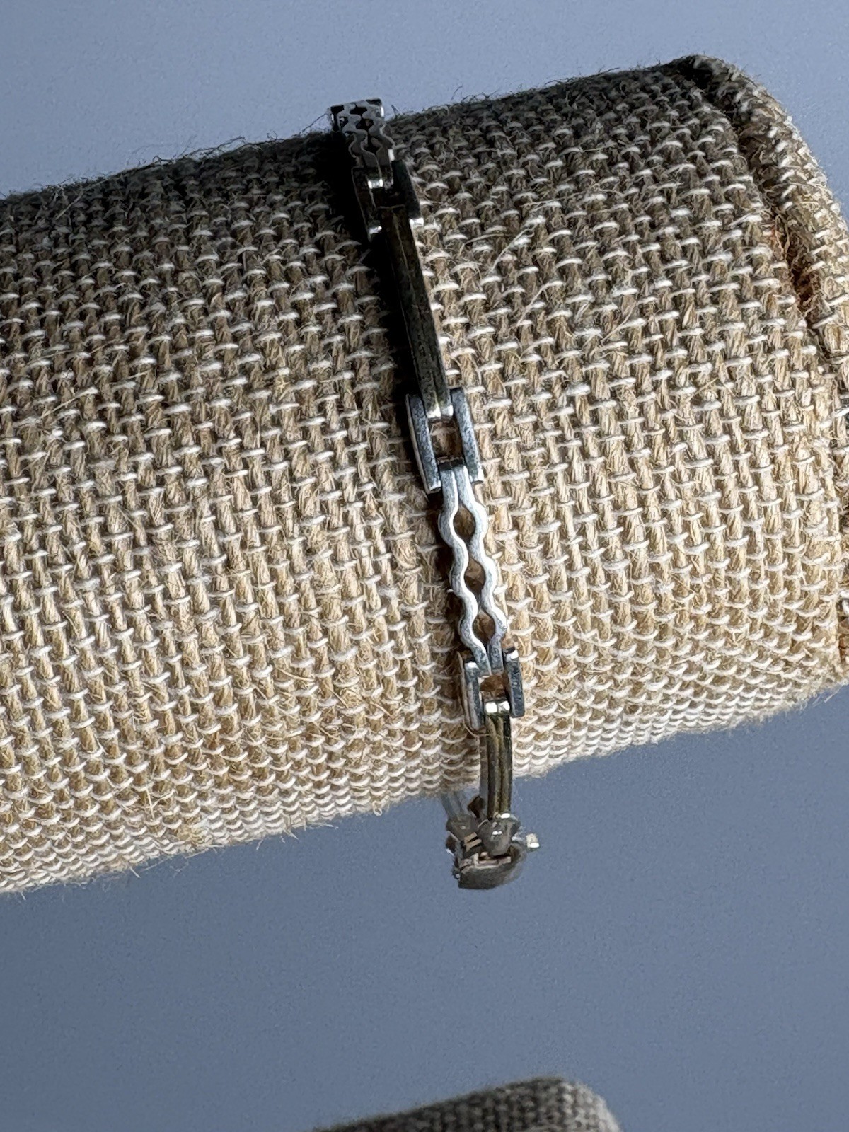 Italy 925 Sterling Silver Bar Wave Link Bracelet 7.5" 8.1g Geometric Modernist