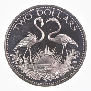 SILVER - WORLD Coin - 1974 Bahamas Islands 2 Dollars - World Silver Coin *981