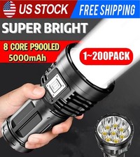 Super Bright 12000000LM Torch 8 LED Flashlight USB Rechargeable Tactical lights