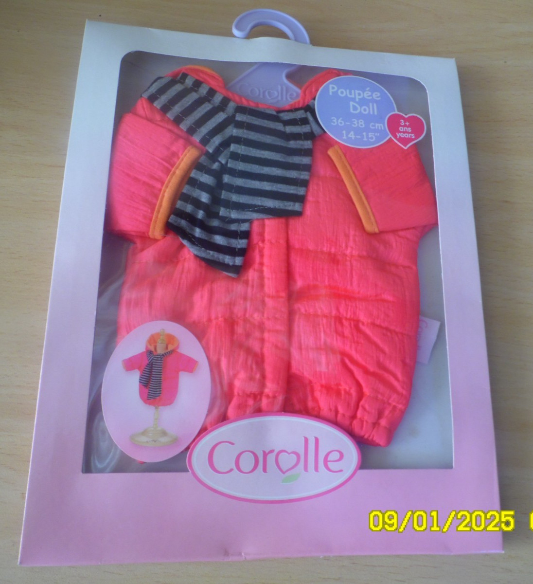 Vêtement poupée 36cm manteau rose Corolle pour poupon 14 et 15 pouces