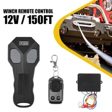 Car Vehicle Wireless Winch Remote KeyFob Control Receiver Transmitter -Black Set