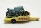 Vintage Matchbox Lesney No 38 Green Motorcycle with Yellow Honda Cycle Trailer
