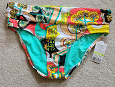 TRINA TURK Convertible High Waist Fold Over Modern Garden Swim Bikini Bottom 4