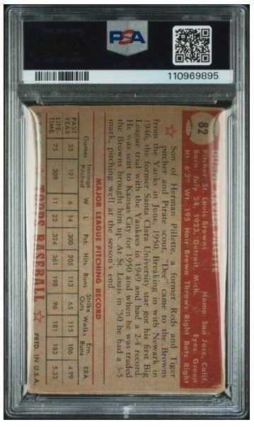1952 Topps Duane Pillette Signed Baseball Card #82 PSA/DNA Auto Certified 9 - Image 2 of 4
