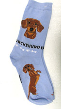 Womens Dachshund Foozys Fun Novelty Crew Socks 1 Pair - Blue size 9-11