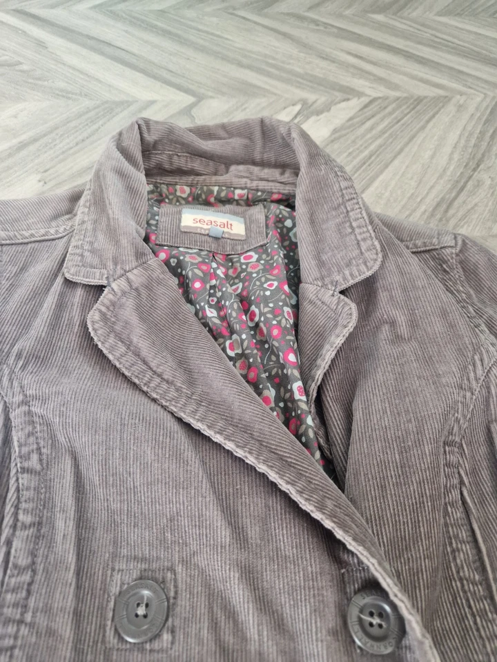 Chaqueta forrada SeaSalt Cornwall La-li-da gris pana para dama talla UK 12 GC 2009 Foto 2 de 4