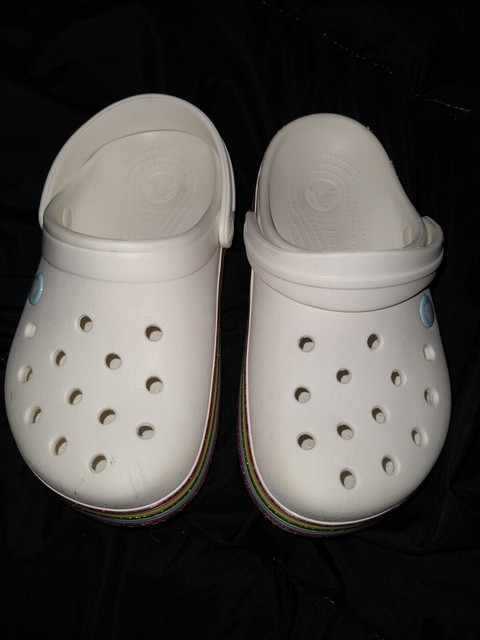 kids crocband rainbow glitter