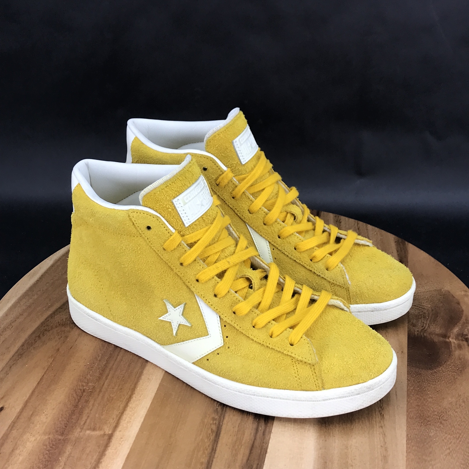 Uiterlijk loterij Mening Converse Pro Leather Mid Runner 76 Limited Mustard Yellow Suede Shoes M 10  W11.5 | eBay