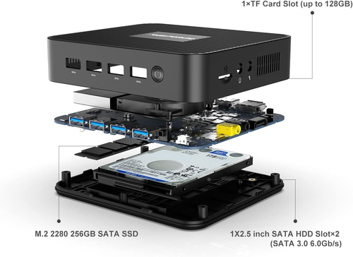Mini PC GK41, Processore Celeron J4125 Quad-Core CPU 8 GB DDR4 / 256 GB SSD Mini - Foto 4 di 12