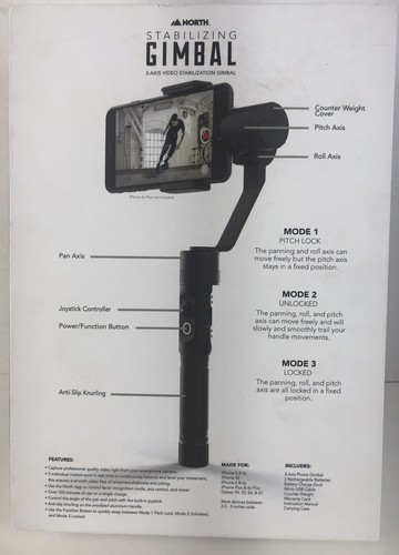 North 3-Achsen Smartphone Video Stabilisierung Gimbal Stabilisierungsgimbal Schwarz - Bild 2 von 6