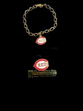 Cincinnati Reds Logo Pin and Charm Bracelet