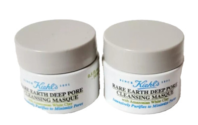 2 x Kiehl's Rare Earth Deep Pore Cleansing Masque  .5 oz. EACH NWOB