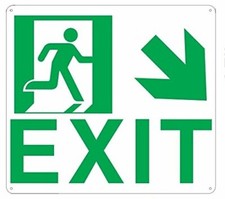 Exit Arrow Right Down Sign Glow in The Dark Sign - Photoluminescent,-REF24-1027
