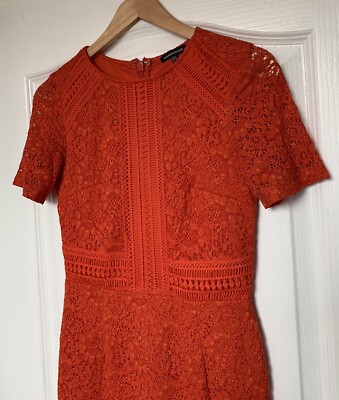 warehouse orange lace dress WAREHOUSE Fitted Orange Lace Fully Lined Dress, Size 8, Immaculate! Cost  £65