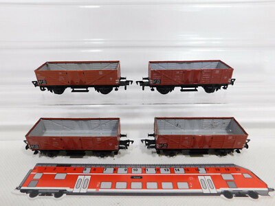 CR475-0.5# 4X Fleischmann H0/DC High Side Cars Om 12/1205, Very Good/Mint