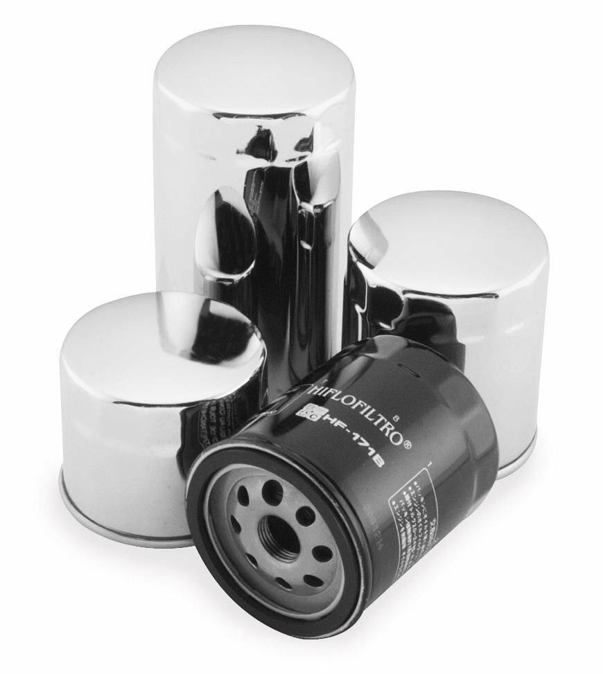 4 Genuine HiFlo HF171C CHROME Oil Filters Harley Davidson *FREE