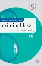 Criminal Law (Palgrave Macmillan Law Masters) By Jonathan Herri 