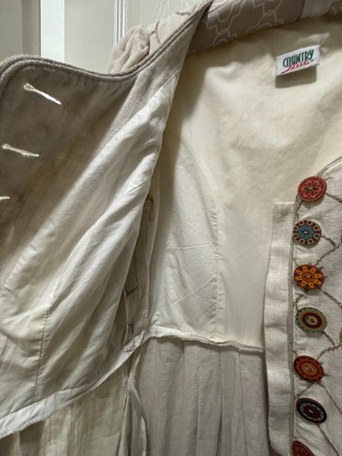Oktoberfest Country Line 100% Linen German Bavarian Long Dirndl Dress Size L - Picture 8 of 22