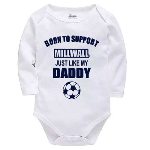 Personalised Born to Support Millwall Just Like Daddy Baby Bodysuit Football Fan - Picture 10 of 11