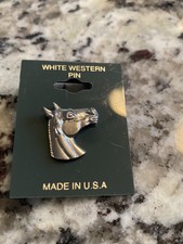 Silver Tone Horse Head hat/lapel pin Made In The USA